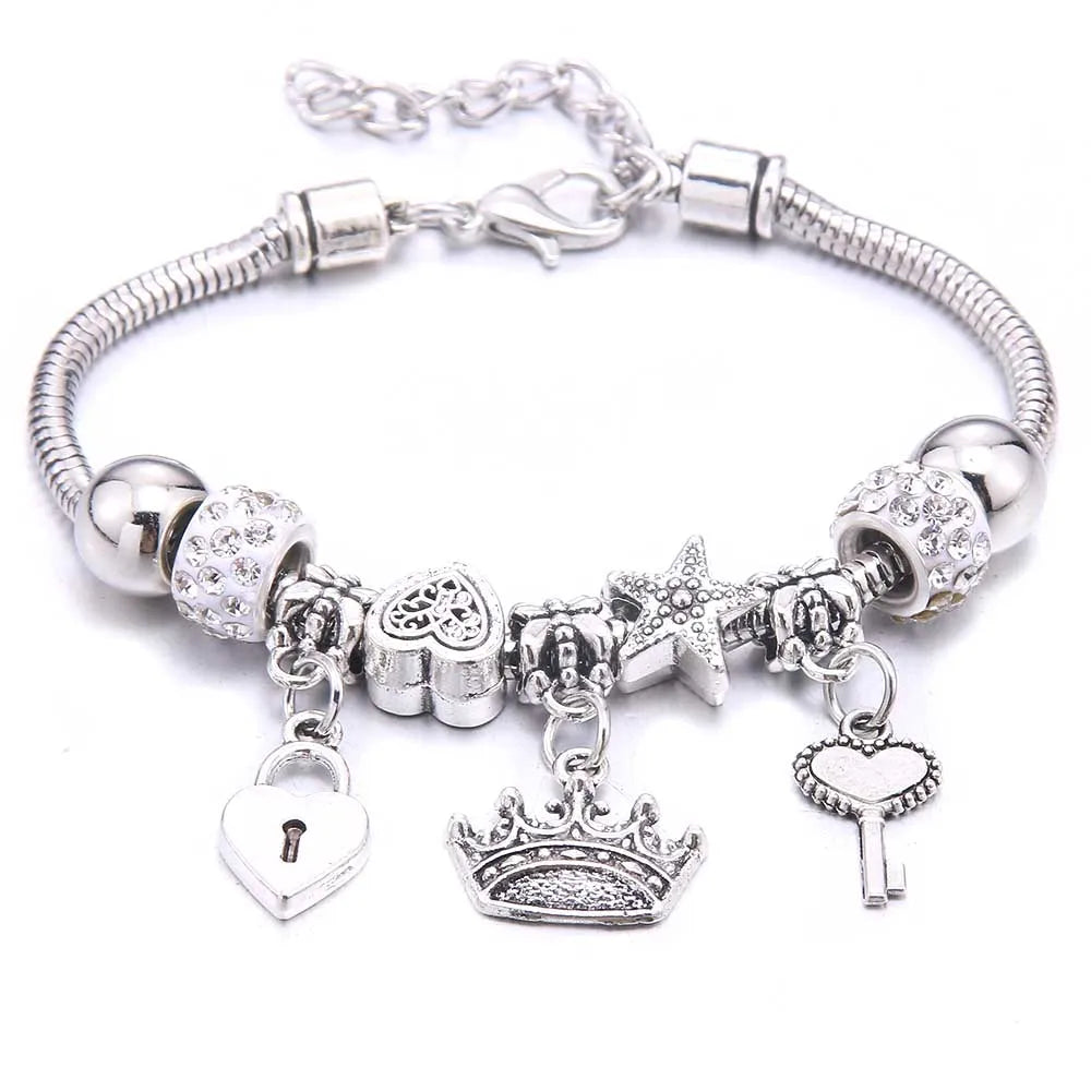 Charm Bracelet & Bangles Jewelry white butterfly Crown Beads Bracelets Brands