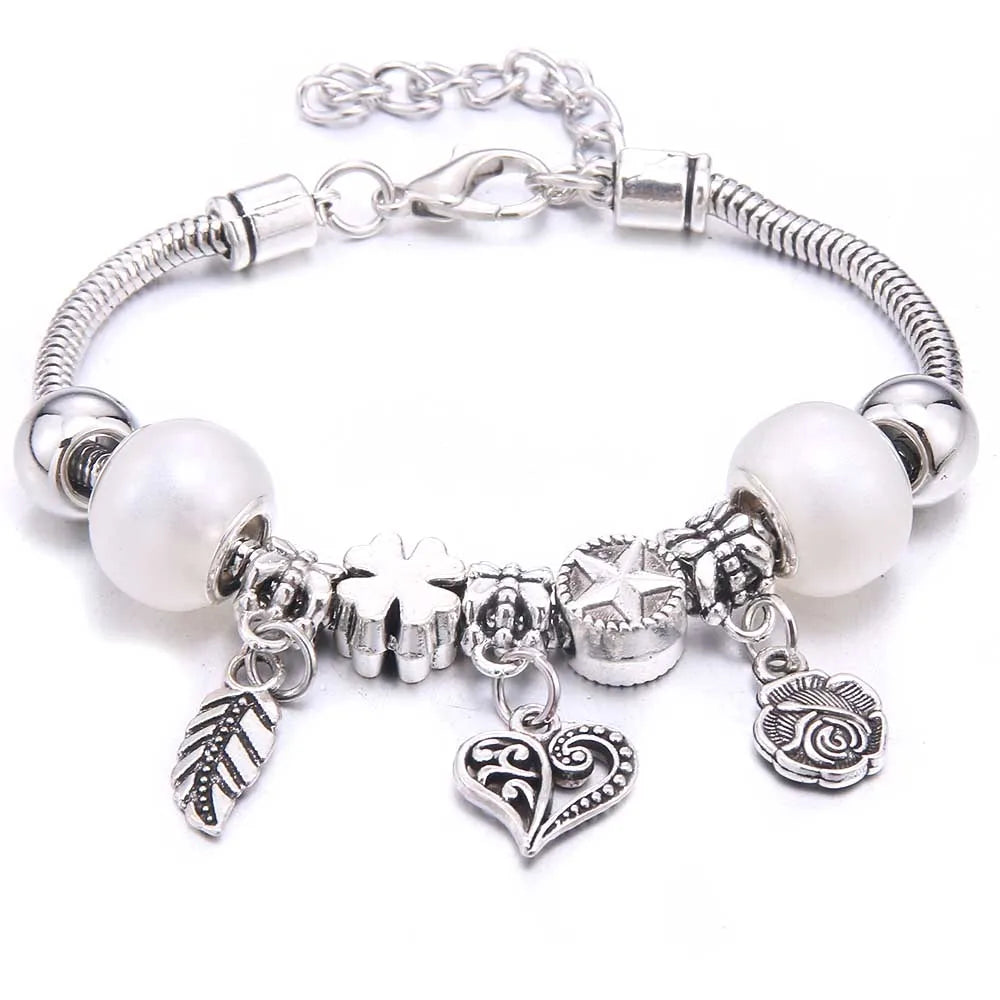 Charm Bracelet & Bangles Jewelry white butterfly Crown Beads Bracelets Brands