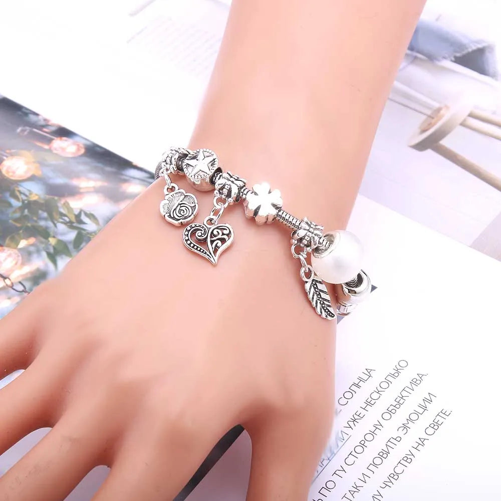 Charm Bracelet & Bangles Jewelry white butterfly Crown Beads Bracelets Brands