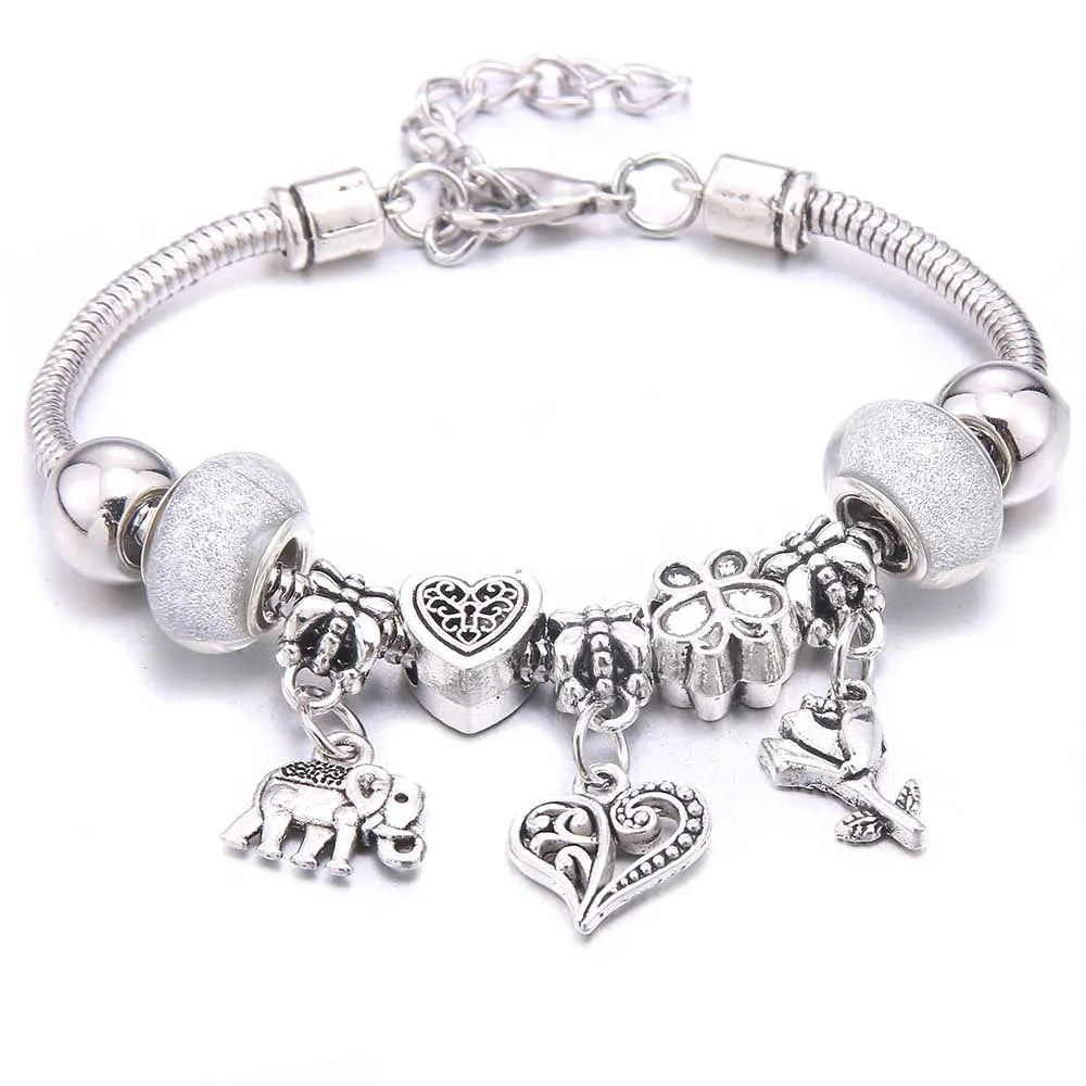 Charm Bracelet & Bangles Jewelry white butterfly Crown Beads Bracelets Brands