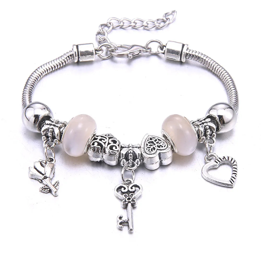 Charm Bracelet & Bangles Jewelry white butterfly Crown Beads Bracelets Brands