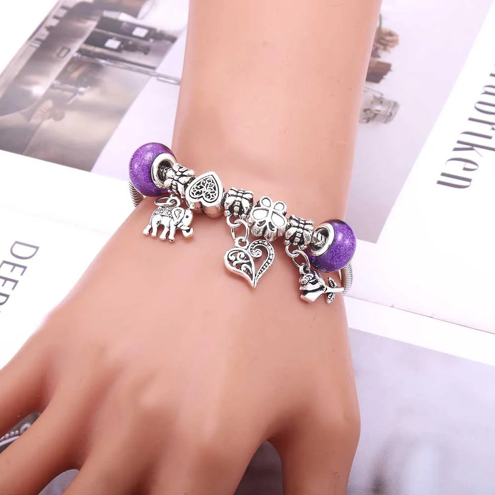 Charm Bracelet & Bangles Jewelry white butterfly Crown Beads Bracelets Brands