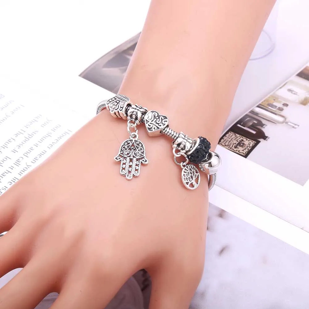 Charm Bracelet & Bangles Jewelry white butterfly Crown Beads Bracelets Brands