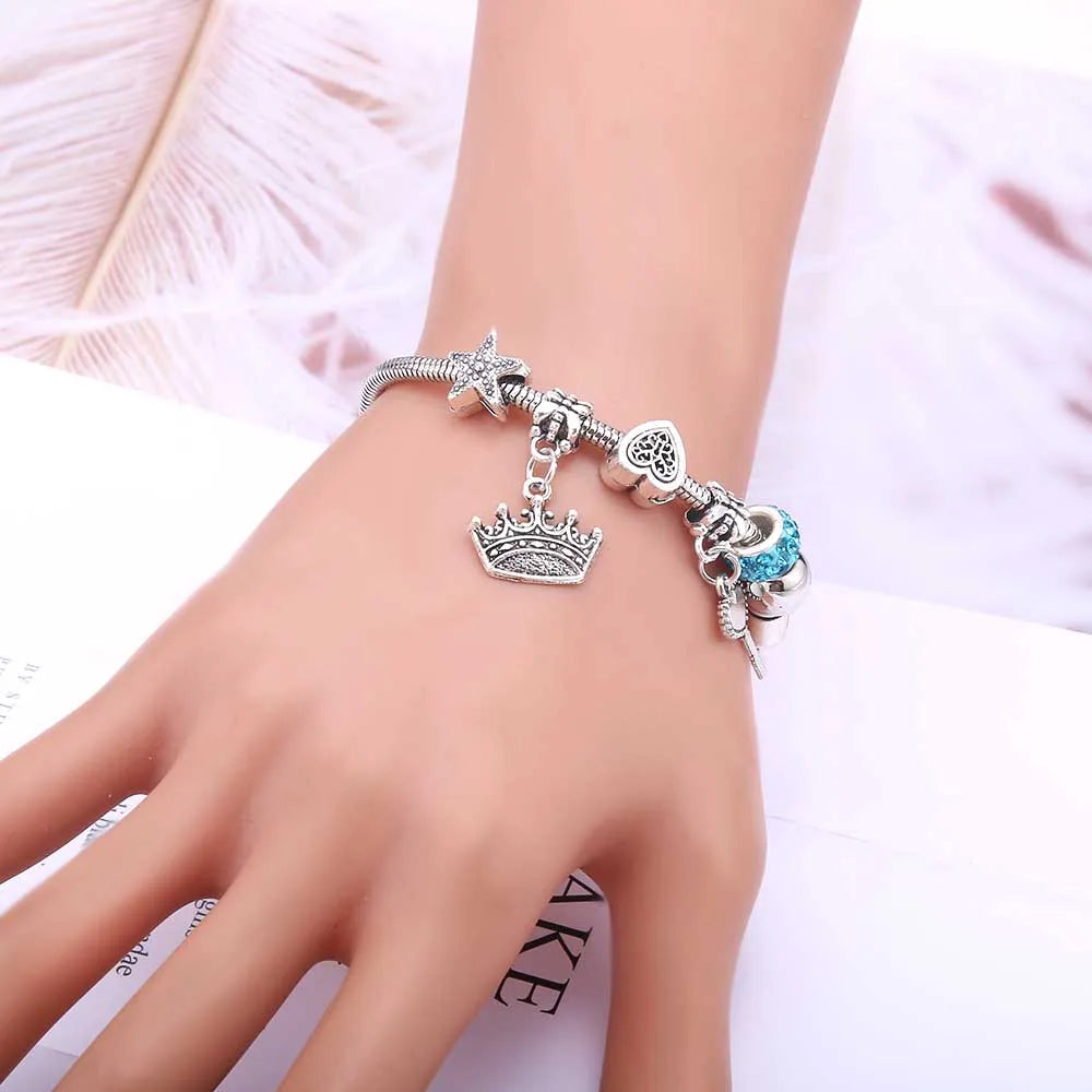 Charm Bracelet & Bangles Jewelry white butterfly Crown Beads Bracelets Brands