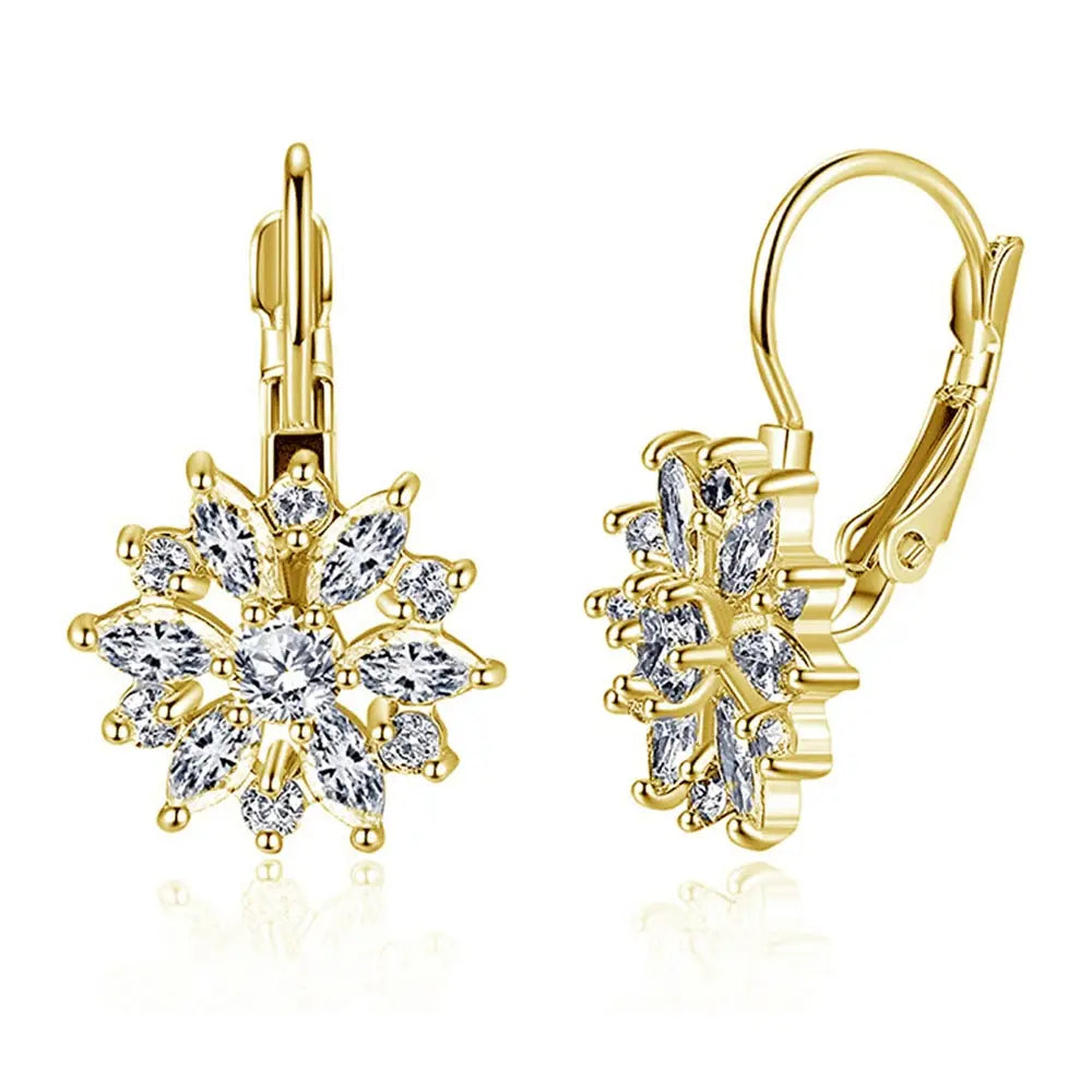 Crystal Flower Stud Earrings For Women