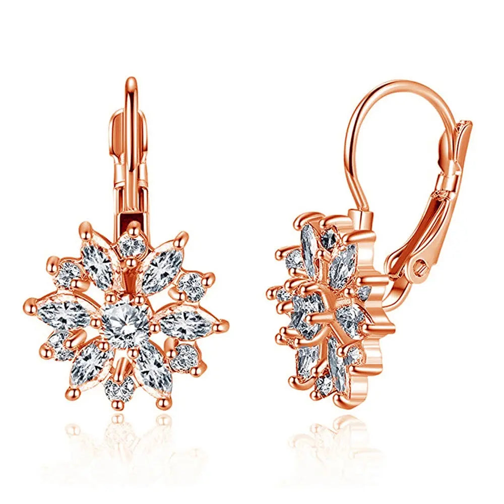 Crystal Flower Stud Earrings For Women