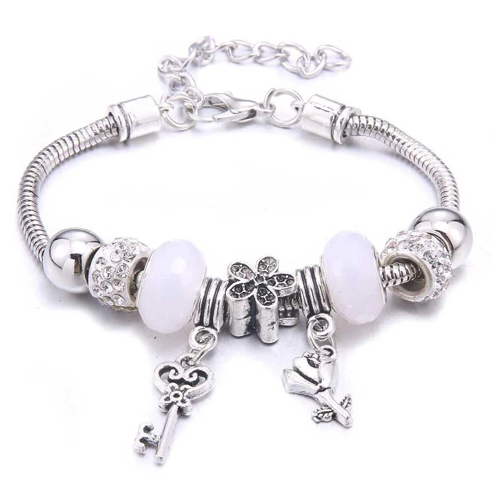 Charm Bracelet & Bangles Jewelry white butterfly Crown Beads Bracelets Brands