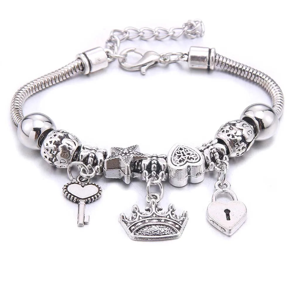 Charm Bracelet & Bangles Jewelry white butterfly Crown Beads Bracelets Brands