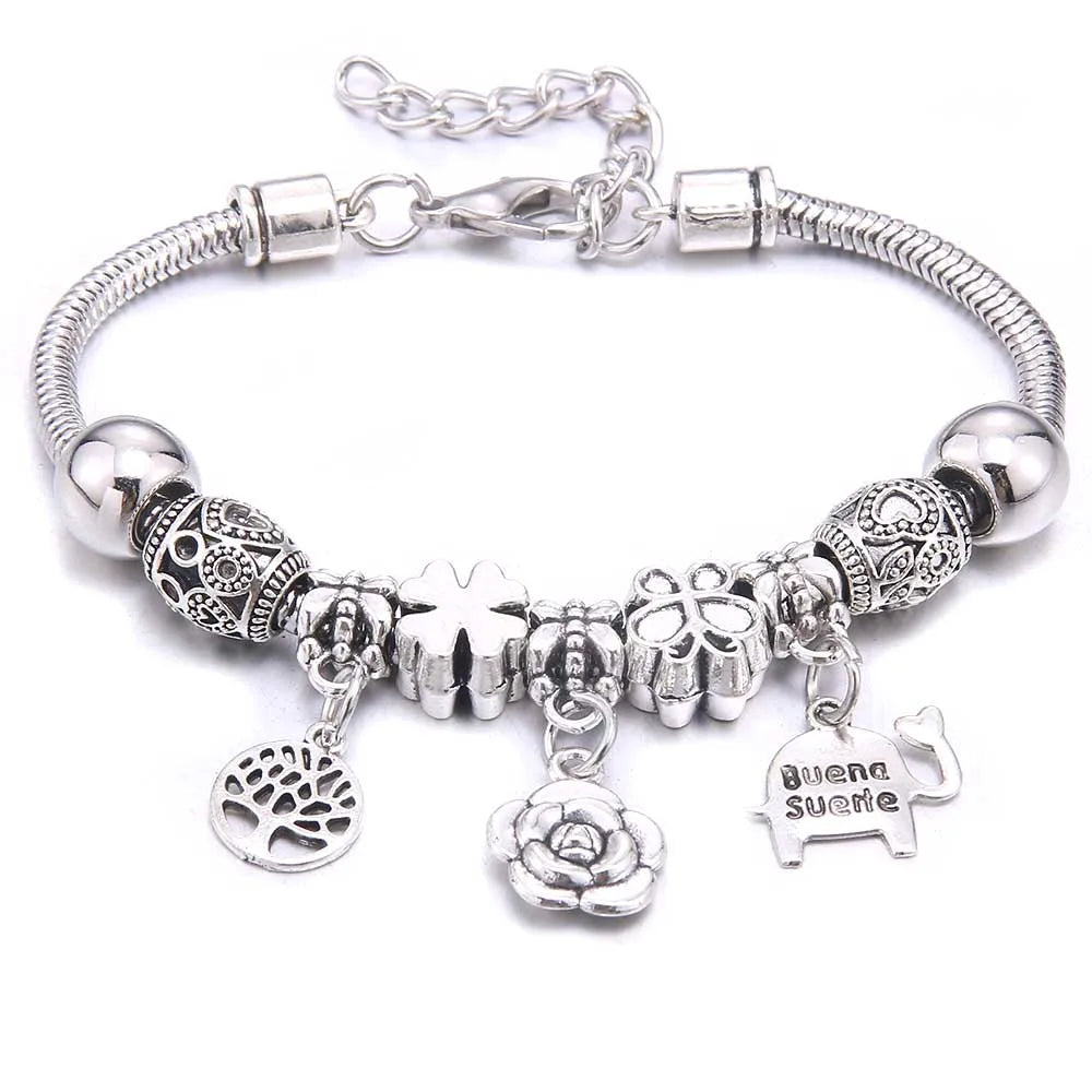 Charm Bracelet & Bangles Jewelry white butterfly Crown Beads Bracelets Brands