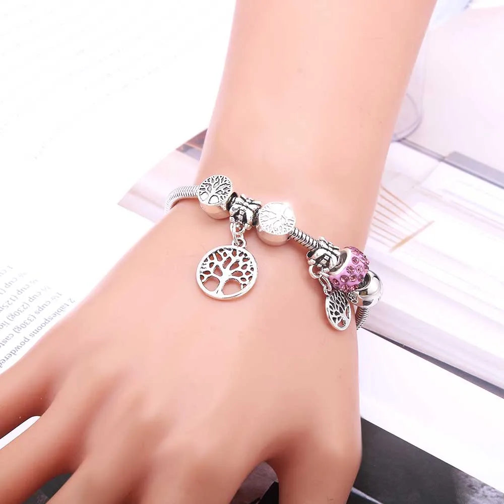 Charm Bracelet & Bangles Jewelry white butterfly Crown Beads Bracelets Brands