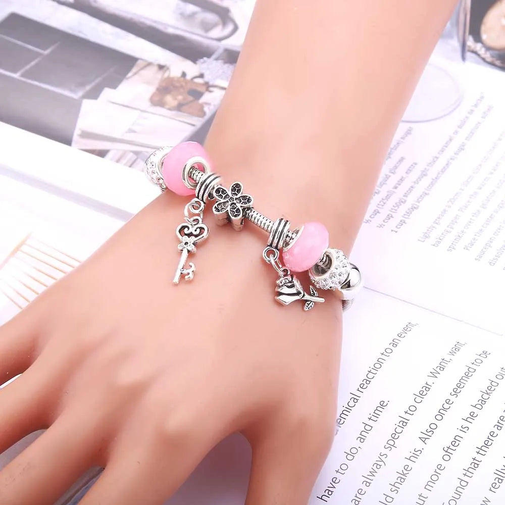 Charm Bracelet & Bangles Jewelry white butterfly Crown Beads Bracelets Brands