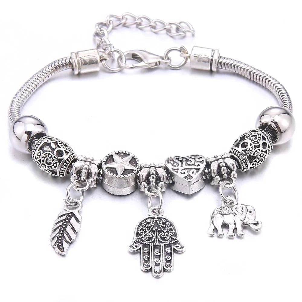 Charm Bracelet & Bangles Jewelry white butterfly Crown Beads Bracelets Brands