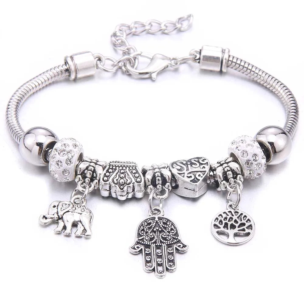 Charm Bracelet & Bangles Jewelry white butterfly Crown Beads Bracelets Brands