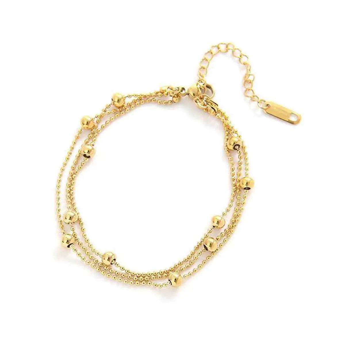 1 simple and shiny metal style multi-layer chain women's anklet stainless steel plated 18K gold anklet