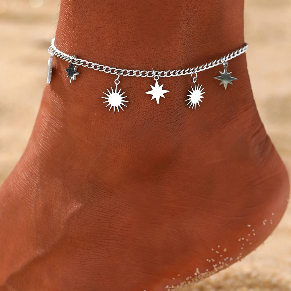 Stainless Steel Single Layer Star Sun Ladies