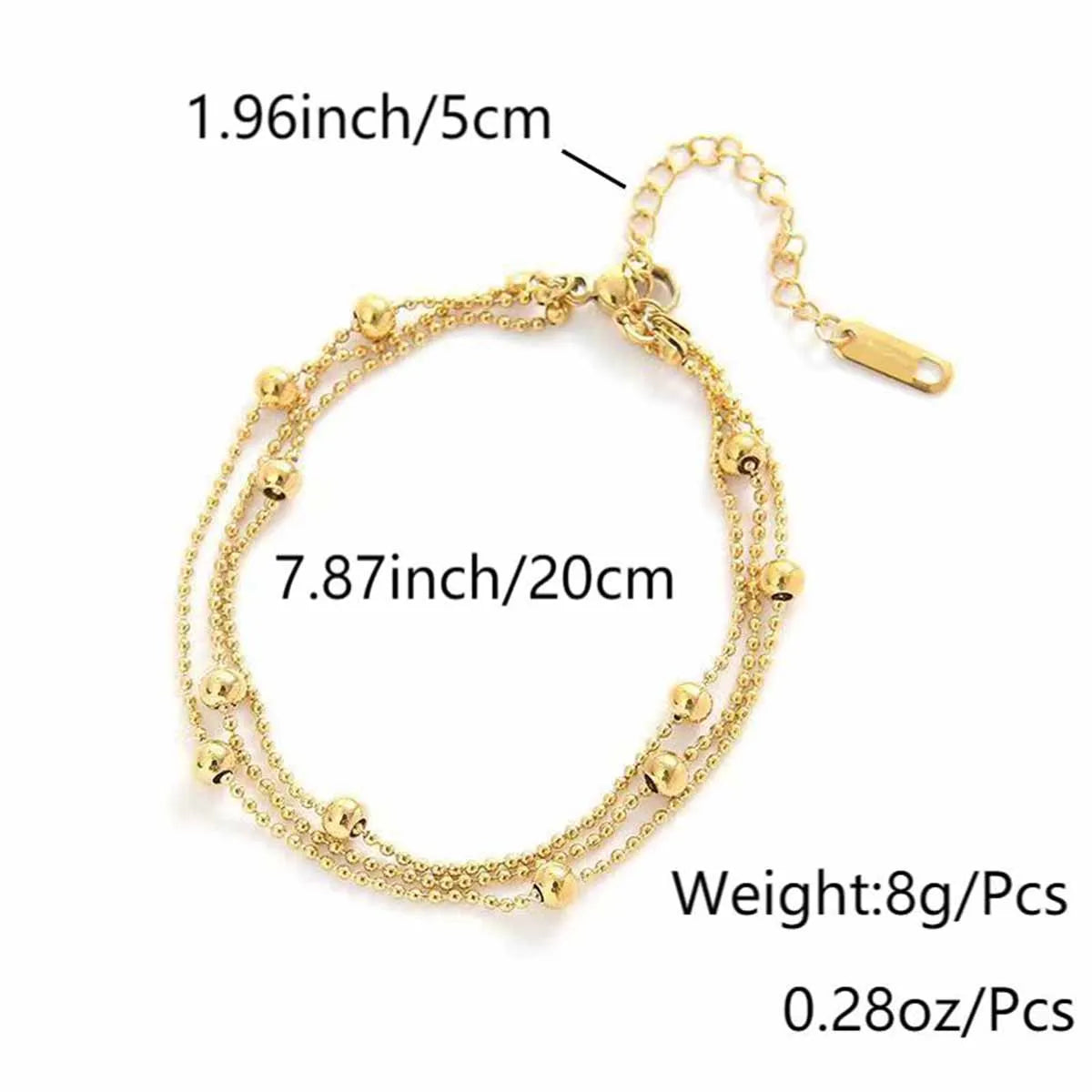 1 simple and shiny metal style multi-layer chain women's anklet stainless steel plated 18K gold anklet