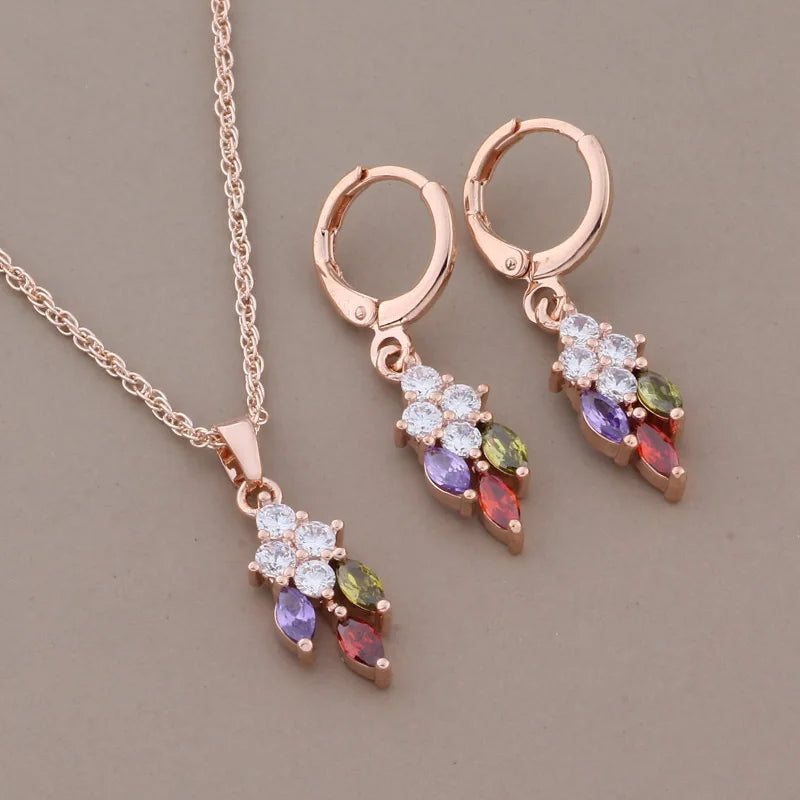 High Quality Rose Gold Color Jewelry Sets for Women Elegant