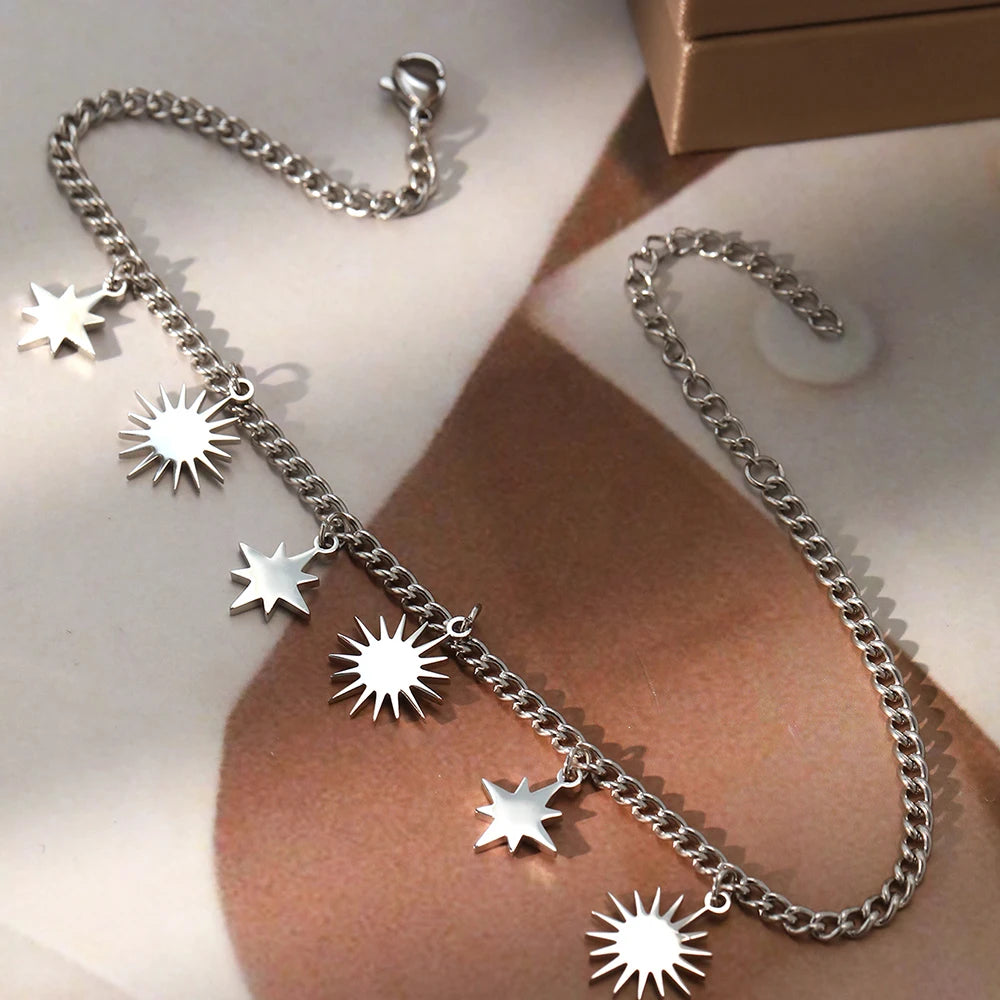 Stainless Steel Single Layer Star Sun Ladies