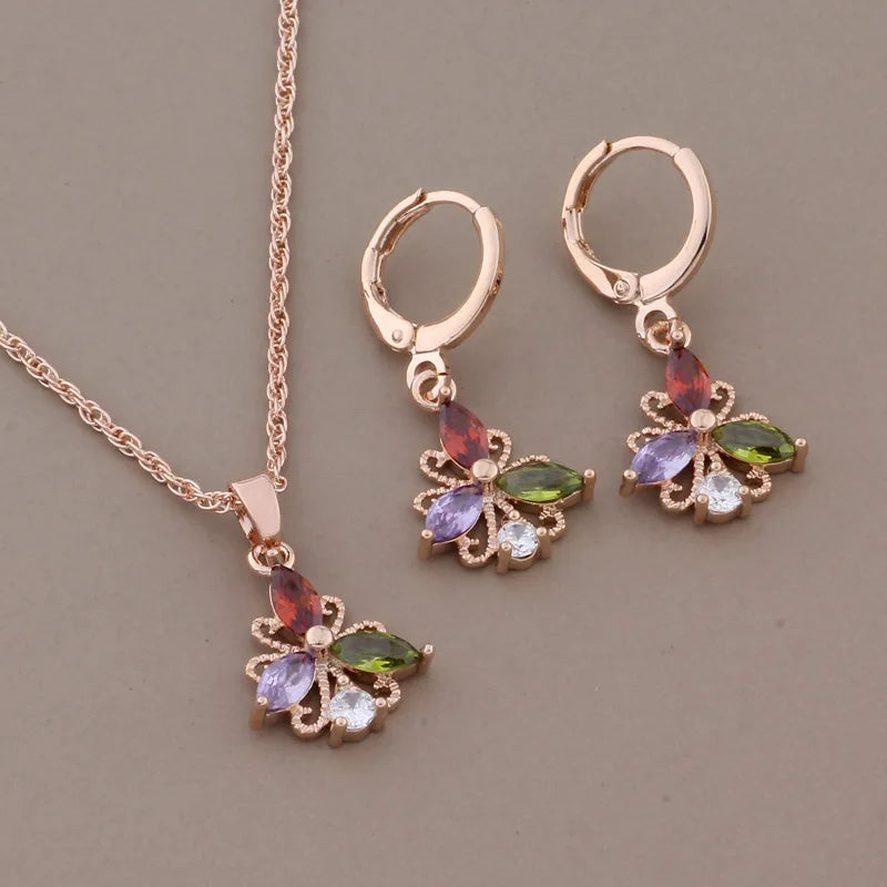 High Quality Rose Gold Color Jewelry Sets for Women Elegant