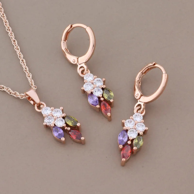 High Quality Rose Gold Color Jewelry Sets for Women Elegant