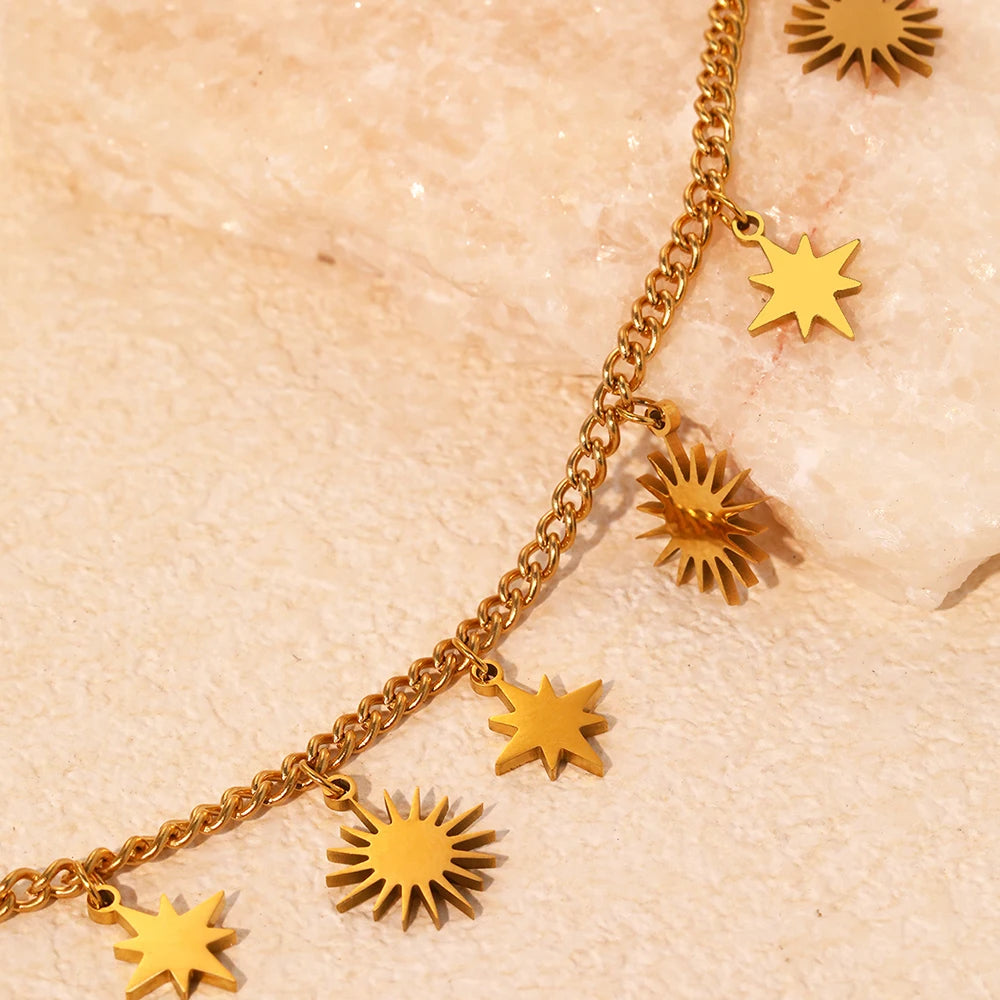 Stainless Steel Single Layer Star Sun Ladies