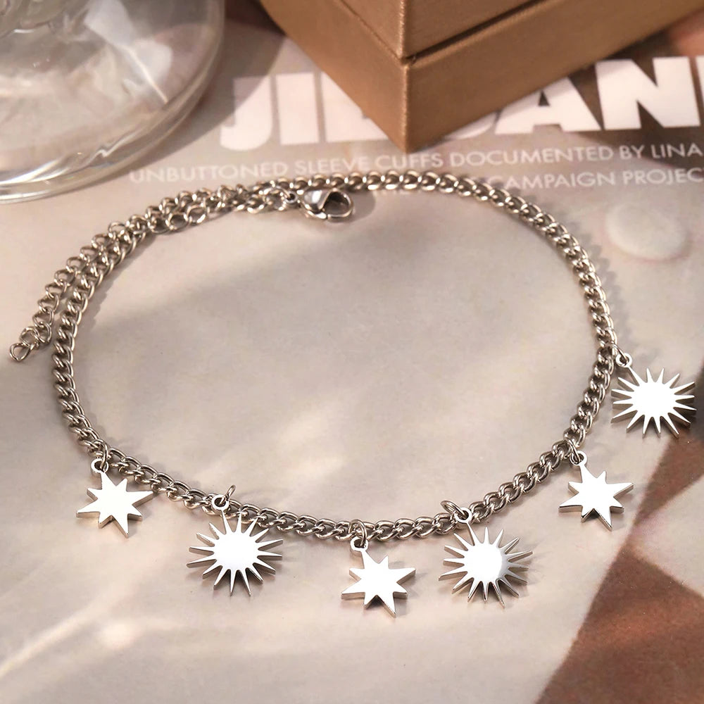 Stainless Steel Single Layer Star Sun Ladies