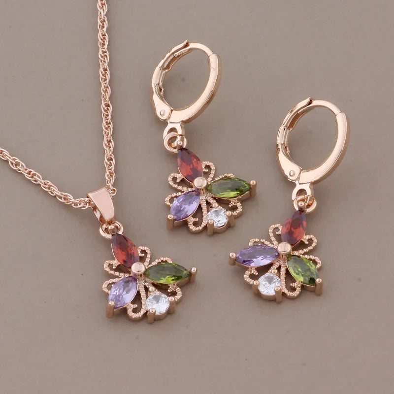 High Quality Rose Gold Color Jewelry Sets for Women Elegant