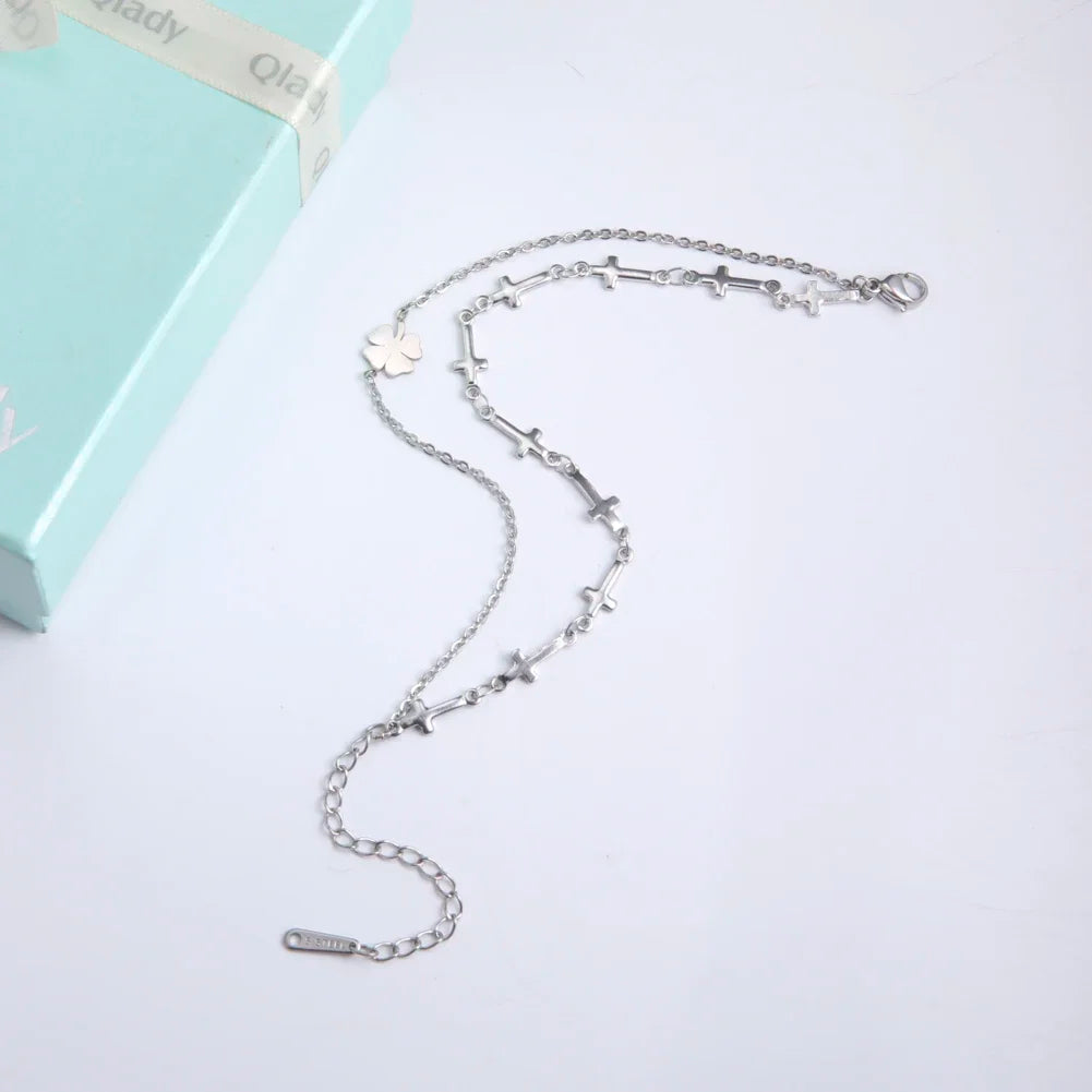 leaf Clover Stainless Steel Anklet