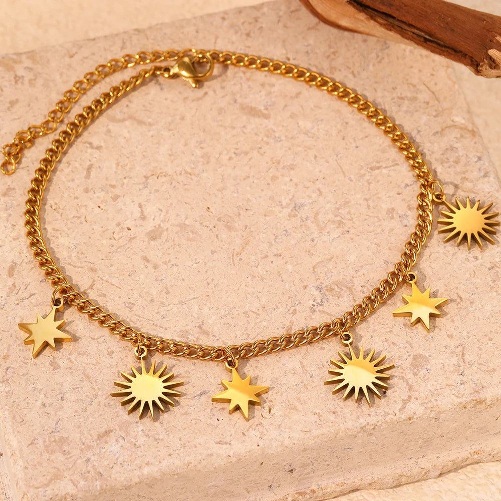 Stainless Steel Single Layer Star Sun Ladies