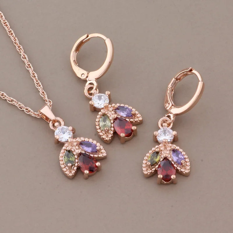 High Quality Rose Gold Color Jewelry Sets for Women Elegant